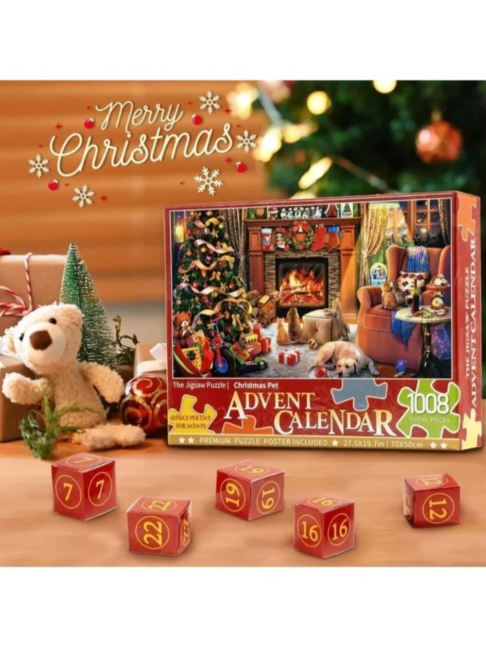 The Jigsaw Puzzle Advent Calendar 1008-Piece Christmas Pet Premium Set Holiday G